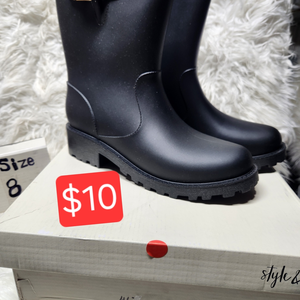 Style & Co. Black Winter & Rain Boots